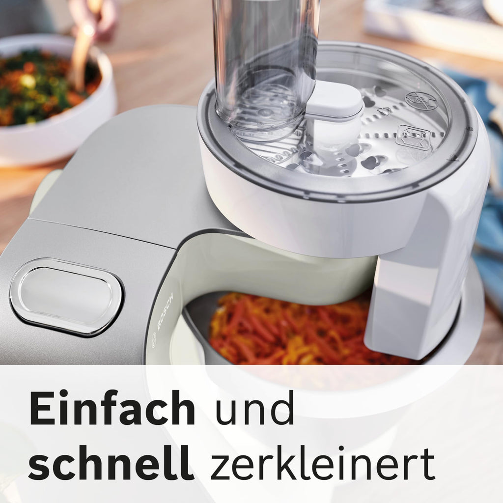 Bosch Köksmaskin MUM5 1000 Watt Grå - Mjukstart för Minskat Stänk - 3D PlaneteryMixing Efterliknar Handknådning - 7 Hastigheter - Diskmaskinssäkra Delar - BPA-Fria Plastmaterial - MUM58L2