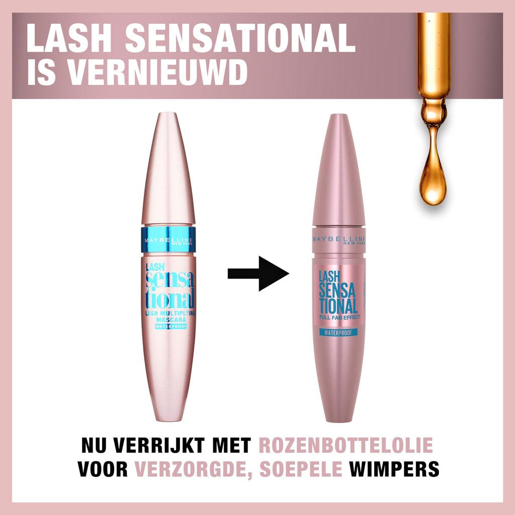 MAYBELLINE NEW YORK, volymmascara, Lash Sensational Waterproof Mascara, 9,4 ml