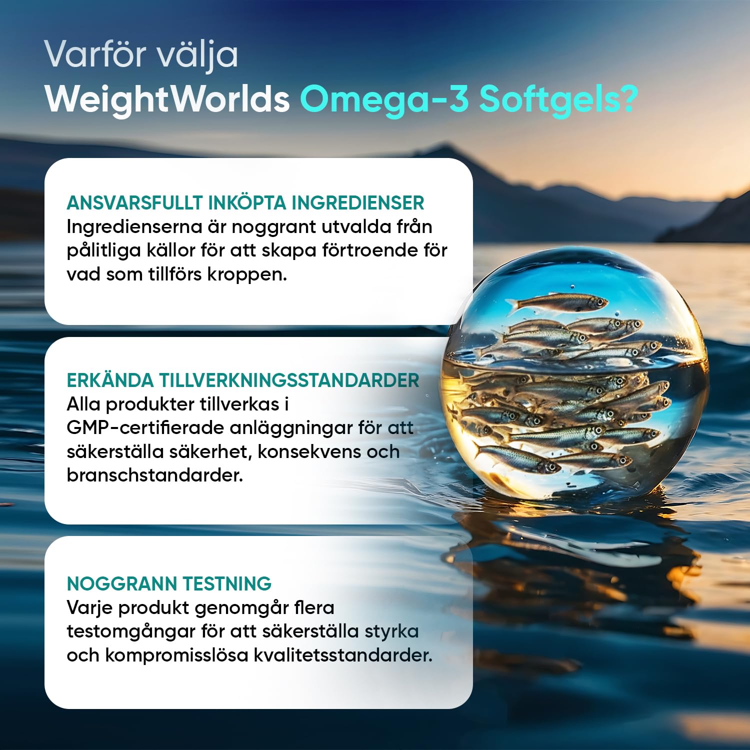 Omega 3-kapslar - 2000 mg fiskolja med 1100 mg omega-3, 660 mg EPA och 440 mg DHA per portion - 240 softgels - För hjärta, hjärna och blodtryck (EFSA) - WeightWorld