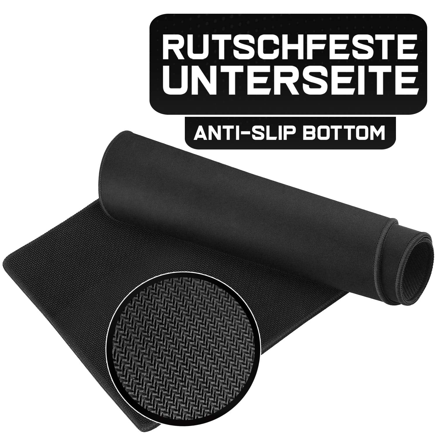 Sidorenko XXL Gaming Mouse Pad - 900 x 400 mm - kantfria kanter - halkfri - XXL förlängd musmatta - skrivbordsunderlägg - speciell yta förbättrar snabbhet och precision - vit