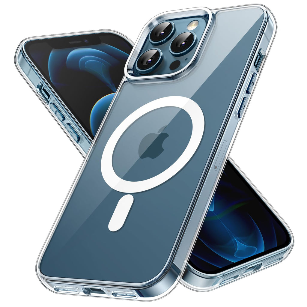 JETech Magnetisk Skal för iPhone 12 Pro Max 6,7 Tum för MagSafe Trådlös Laddning, Stötskyddad Telefon Bumper Case, Repfri Klar Tillbaka (Klar)