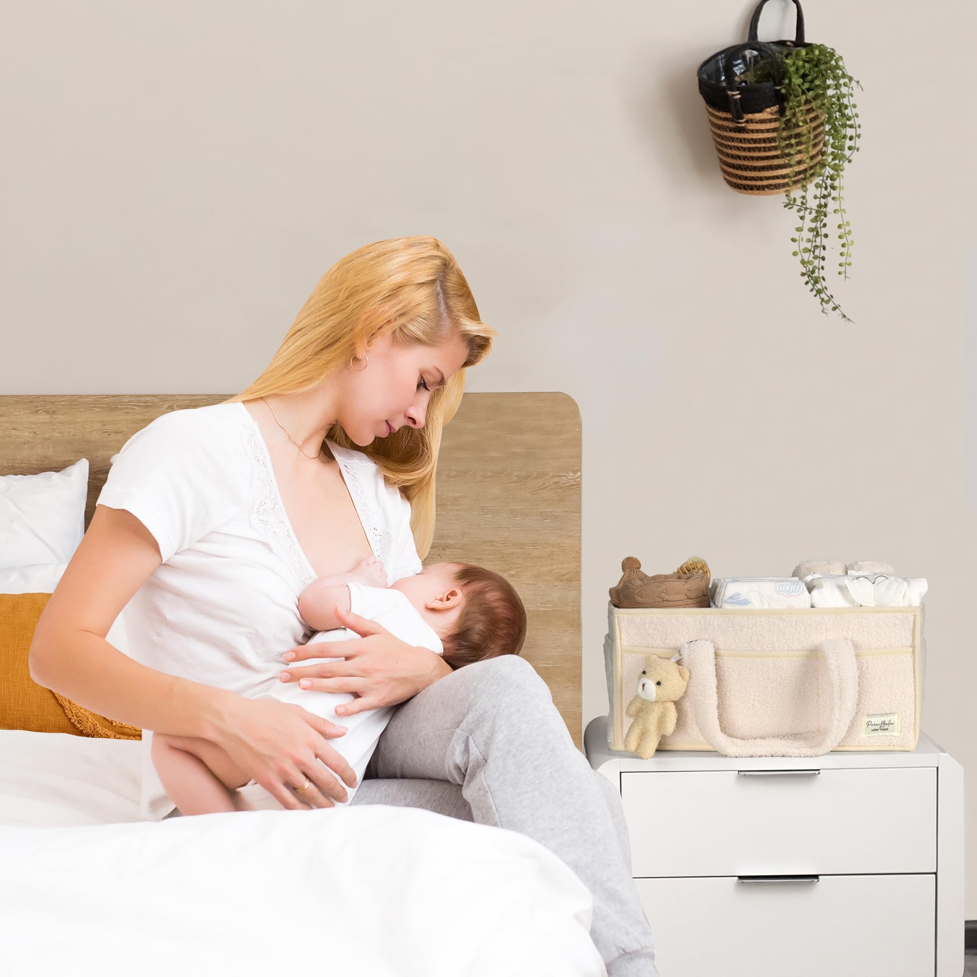 PeraBella Baby blöja caddie organiserare för skötbord, babyförvaringskorg för blöjor och babyvåtservetter, present till baby shower, bil caddieratör, barnkammare blöjförvaring, bärbar blöjförvaring