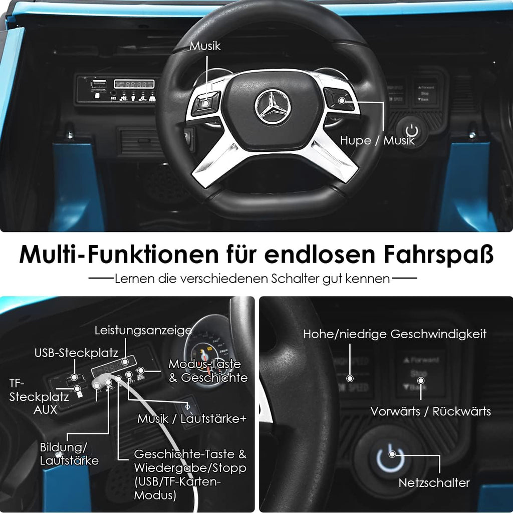 COSTWAY Elektrisk bil för barn, Mercedes-Benz Maybach, 12 V elektrisk barnbil med musik, tuta och LED-lampor, elektrisk bil 2,5–5,5 km/h, inkl. 2,4 G-fjärrkontroll, för barn från 3 år (blå)