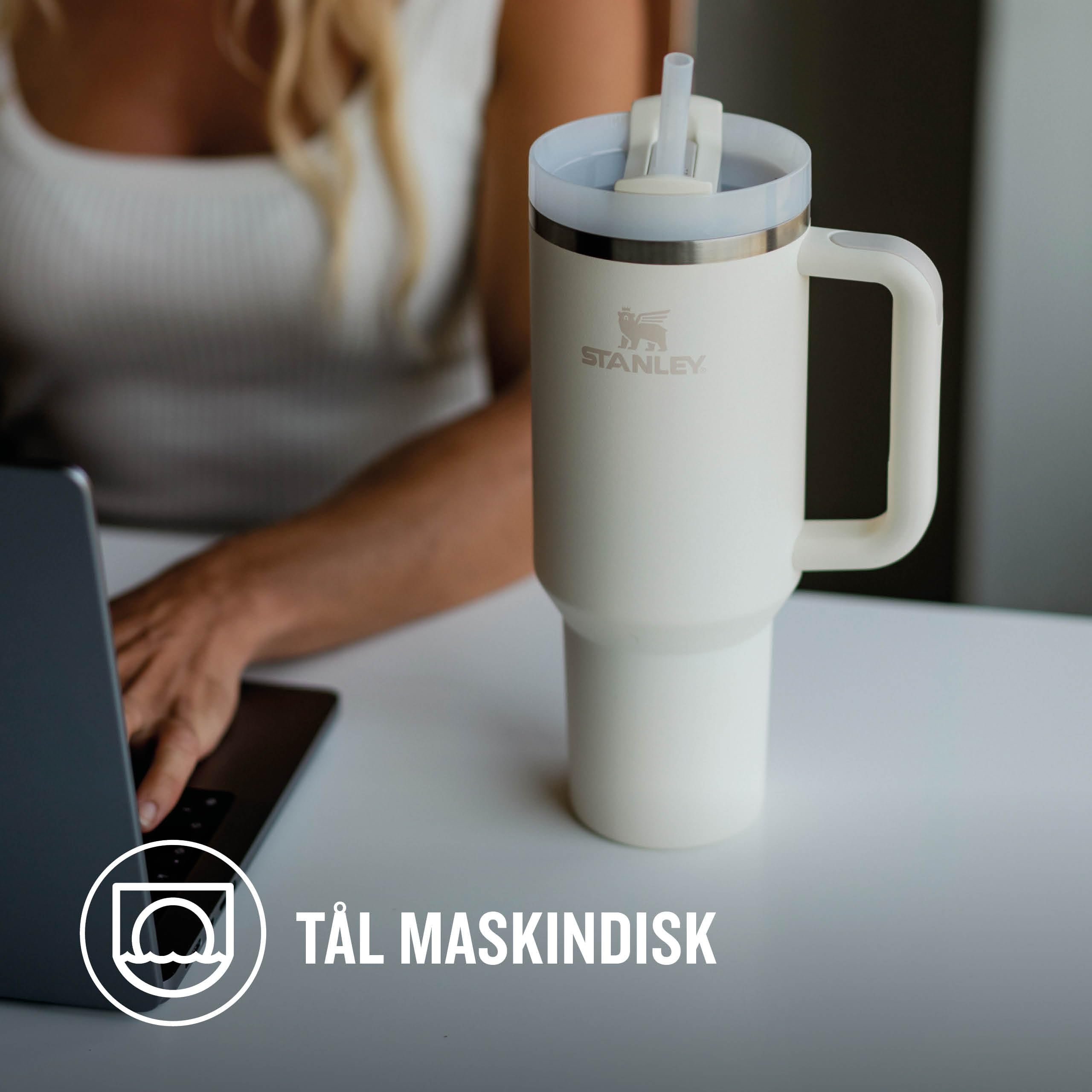 Stanley 1913 Quencher H2.0 Flowstate Tumbler 1.2L - Kallt I 11 Timmar - Iced I 48 Timmar - Kopp Med Halm, Handtag Och Lock - Diskmaskin Säker - Resemugg För Kall Dryck - Black Tonal