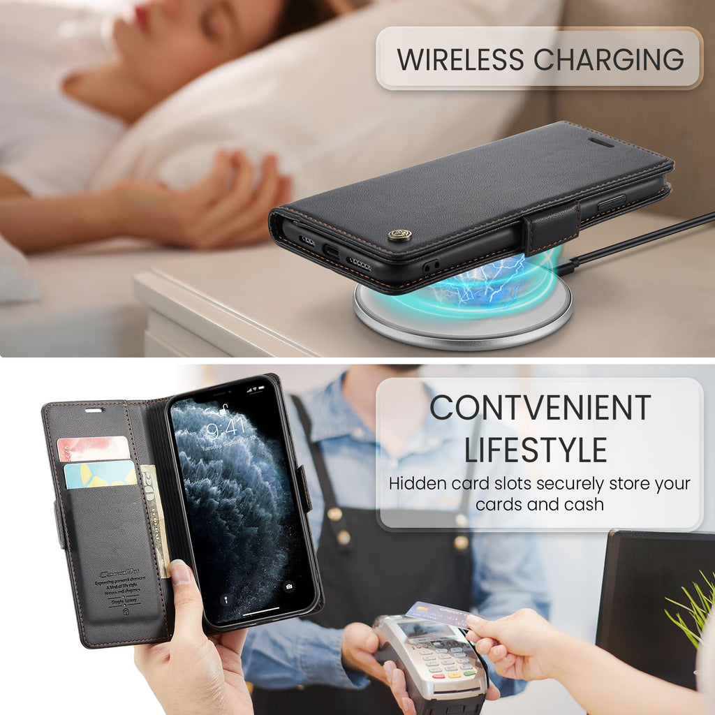 Skal för iPhone 11 Pro Case, Läderfodral Plånbok Skal, [TPU-skal] [Kortplatser] [Kickstand] stöttåligt folio flipfodral Wallet Leather Cover för iPhone 11 Pro, Svart