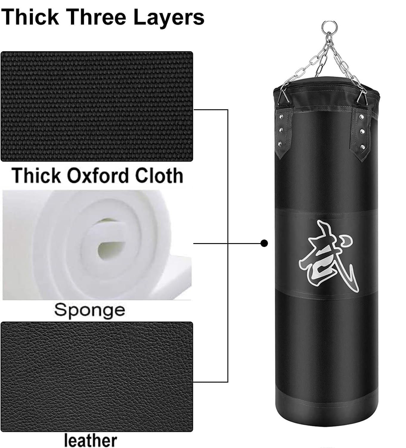 boxningssäck set tung plikt punching bags ofyllda, hängande punchingpåsar boxningsväska för vuxna barn, punkteringspåse med boxbandage takkrok kedja, för kickboxning kampsport muay thai MMA