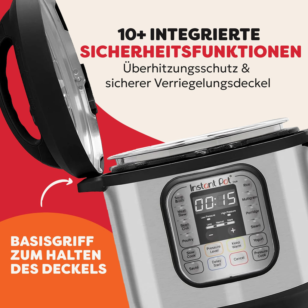 Instant Pot Duo 7 i 1 multifunktionell tryckkokare, riskokare, fritös, yoghurtkokare, ångkokare och värmeplatta - Rostfritt stål - 5,7 L