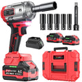 XIAZIR Batteridriven slagnyckel 1200 Nm, 21V 4.0Ah×2 batterier + snabbladdare, 3 hastigheter + LED-lampa, inkl. 5 hylsor + förlängningsstång + väska, för bil, bygg och DIY