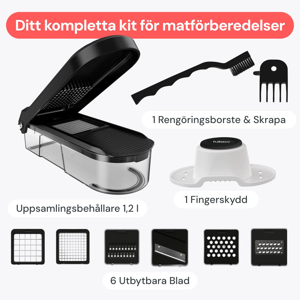 Grönsakshackare Grönsaksskärare Mandolin Grönsaksskivare - Grönsaks- och löksalladsmatberedare Manuell - Potatischopper Grönsakshackare Tärningsskärare - Köksredskap Prylar (Kompakt 6-i-1 Svart)