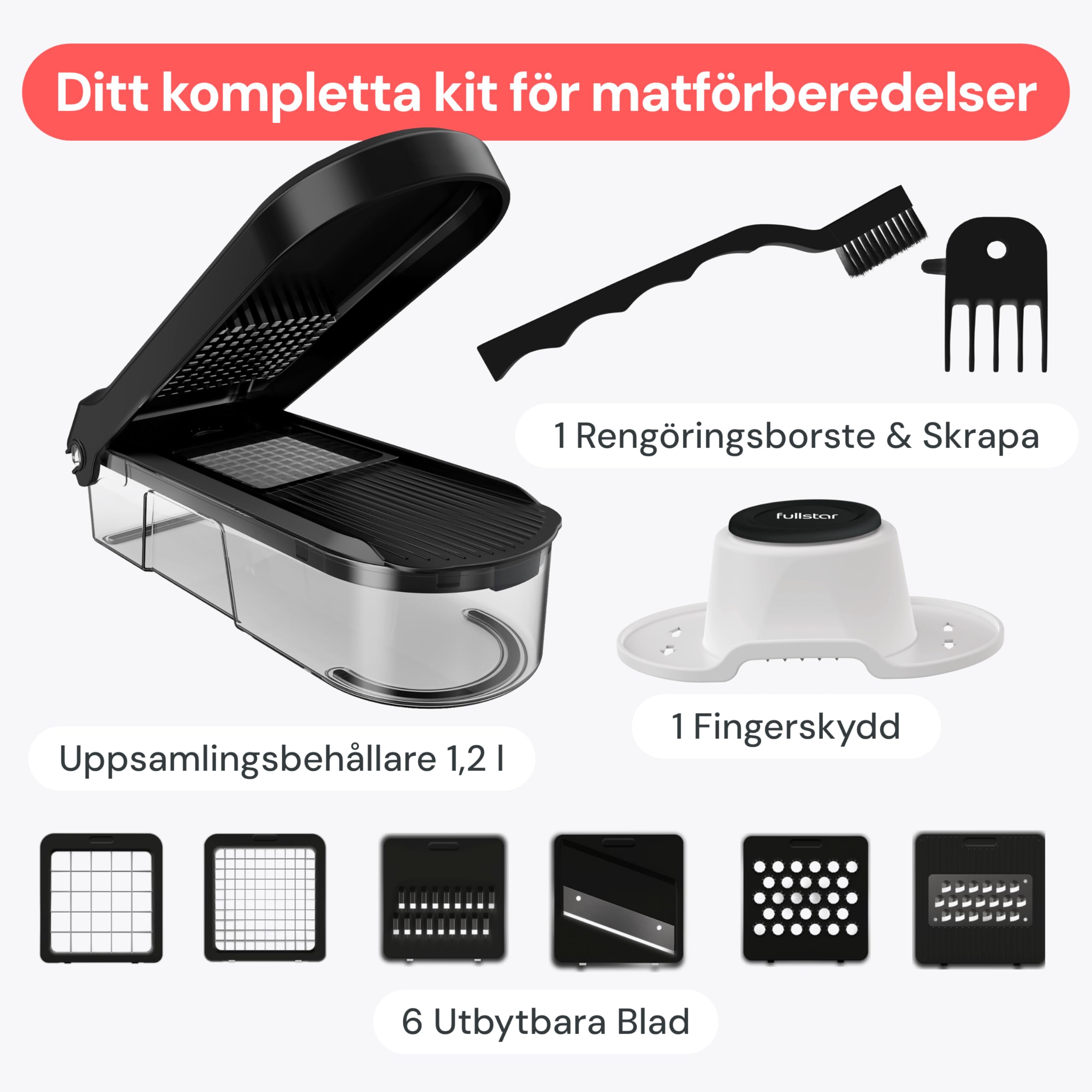 Grönsakshackare Grönsaksskärare Mandolin Grönsaksskivare - Grönsaks- och löksalladsmatberedare Manuell - Potatischopper Grönsakshackare Tärningsskärare - Köksredskap Prylar (Kompakt 6-i-1 Svart)