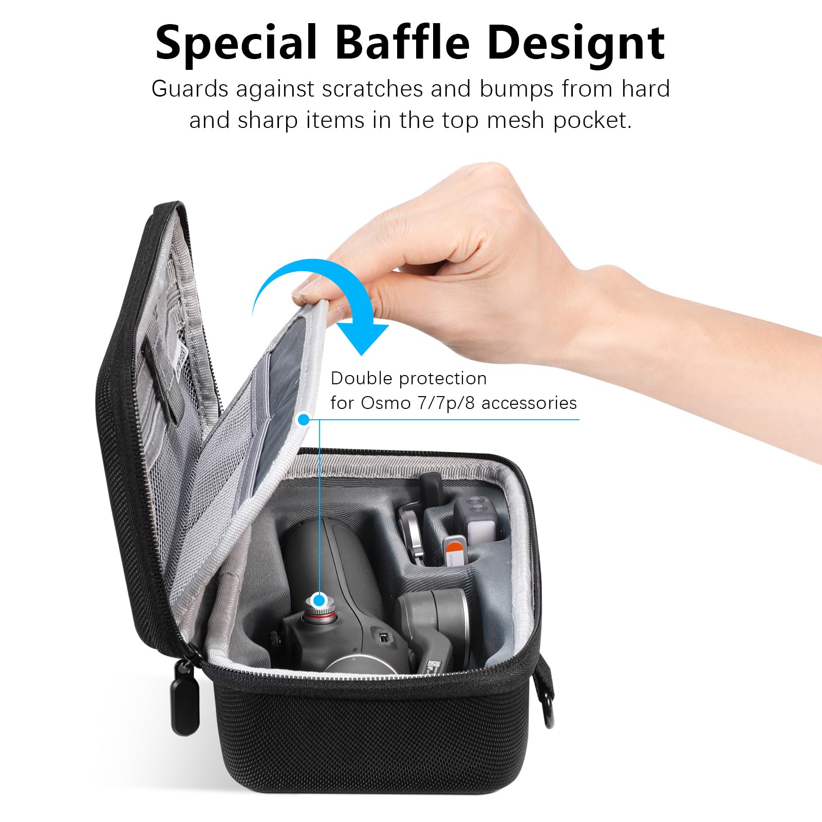 FPVtosky Osmo Mobile 7/Osmo Mobile 7P väska, nylon resväska axelväska för DJI OSMO Mobile 7/7P huvudstabilisator/OM fyllning telefonklämma tillbehör, svart (endast fodral), Svart, Enkelhet