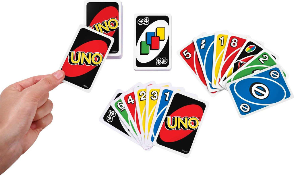 Mattel Games W2087 - UNO kortspel och brädspel, lämplig för 2 - 10 spelare, kortspel och brädspel för 7 år och uppåt