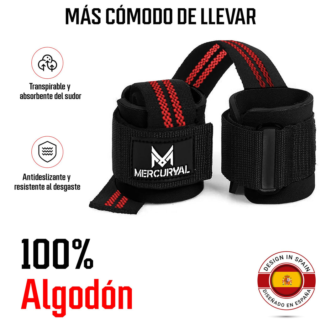 MERCURYAL Straps Gym med viktlyftning och powerlifting handledsrem - Gym armband - Lyftning Straps - Grip Remmar - Gym Grip Grips för Död Vikt (Svart)