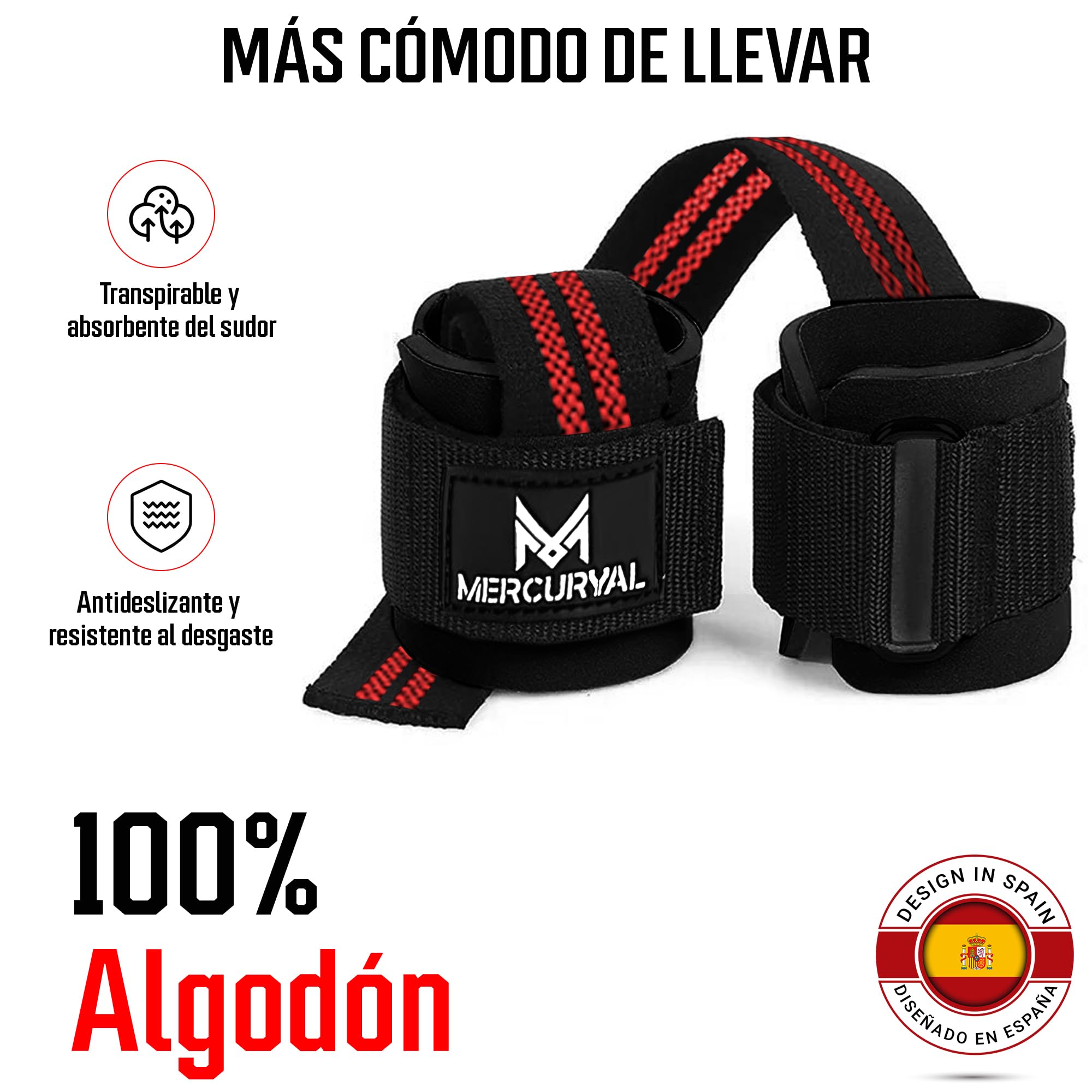 MERCURYAL Straps Gym med viktlyftning och powerlifting handledsrem - Gym armband - Lyftning Straps - Grip Remmar - Gym Grip Grips för Död Vikt (Svart)