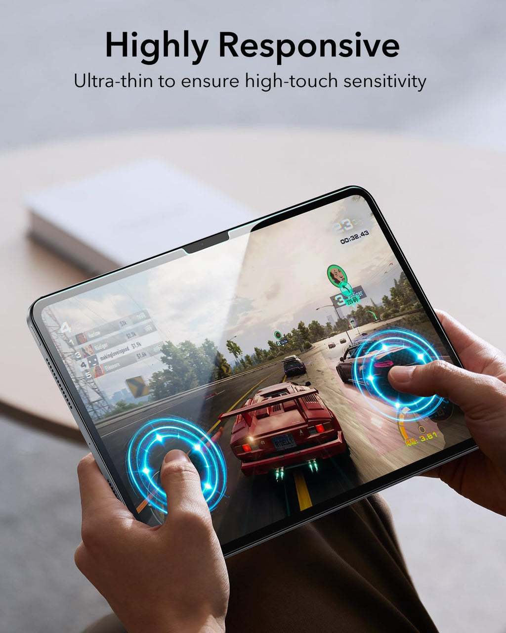 ESR 2-Pack Skärmskydd för iPad Pro 11 tum M4 (2024), skyddsfilm med UltraFit-hylla, 9H hårdhet, reptålig, HD-klarhet, bubbelfri, penna (USB-C)/Pro-stöd