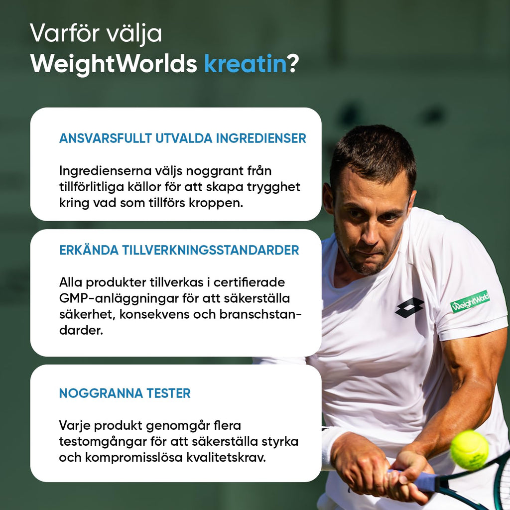Kreatin Monohydra Tabletter - 3000 mg per portion - 270 veganska kreatintabletter - 3 månaders förbrukning - Alternativ till kapslar och pulver - Fri från gluten och magnesiumstearat - WeightWorld