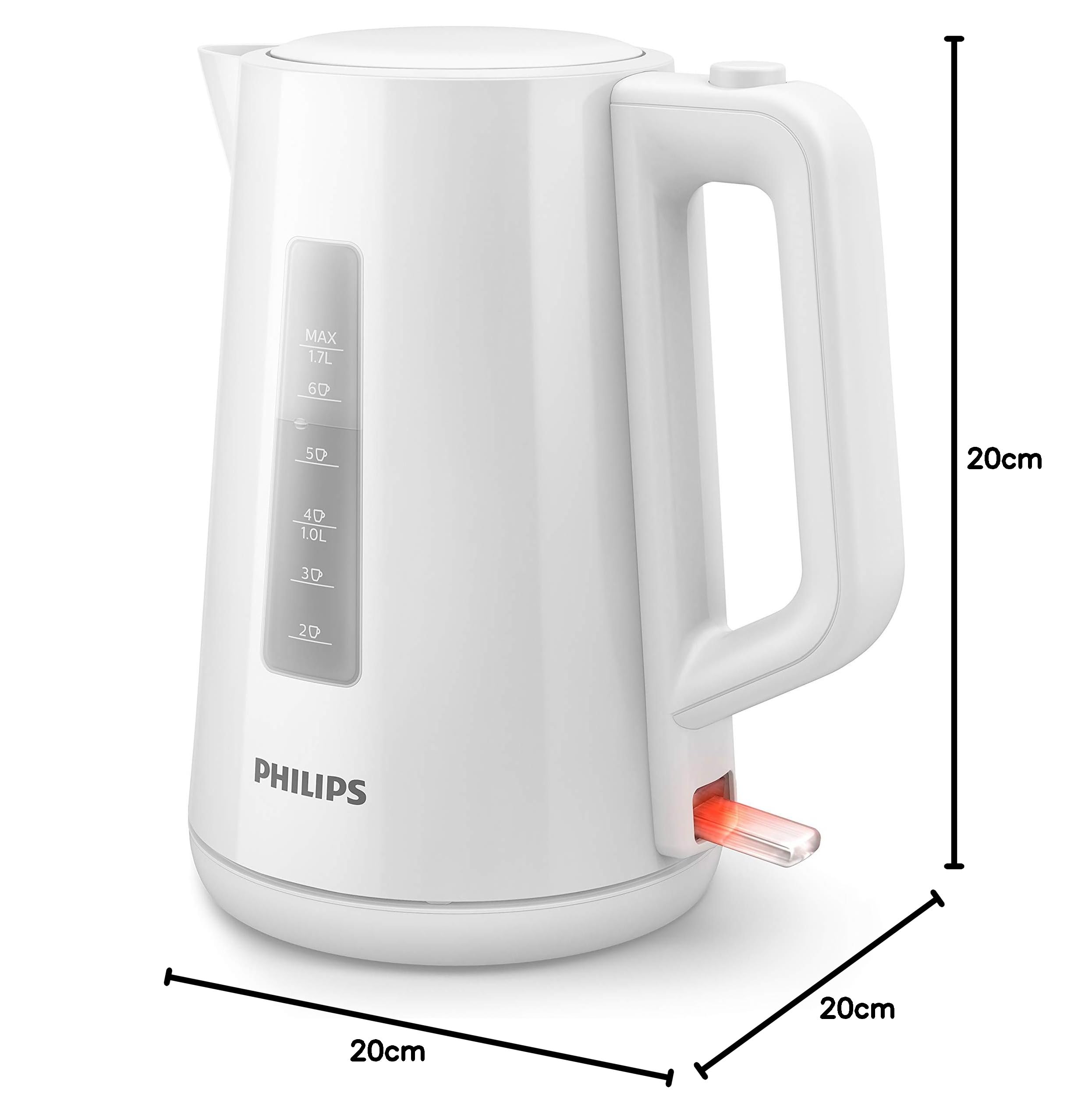 Philips Vattenkokare - 1.7L Kapacitet med Fjädrat Lock och Indikatorlampa, Piruettbas, Vit (HD9318/00)