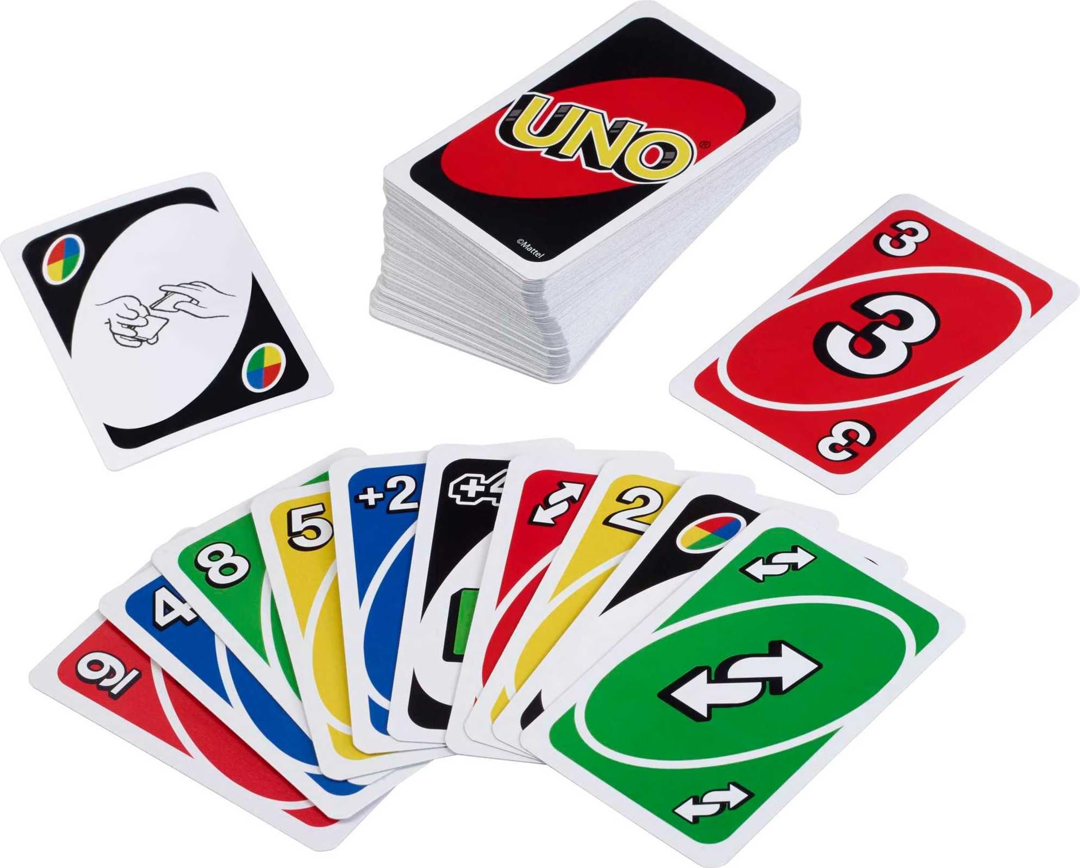 Mattel Games W2087 - UNO kortspel och brädspel, lämplig för 2 - 10 spelare, kortspel och brädspel för 7 år och uppåt