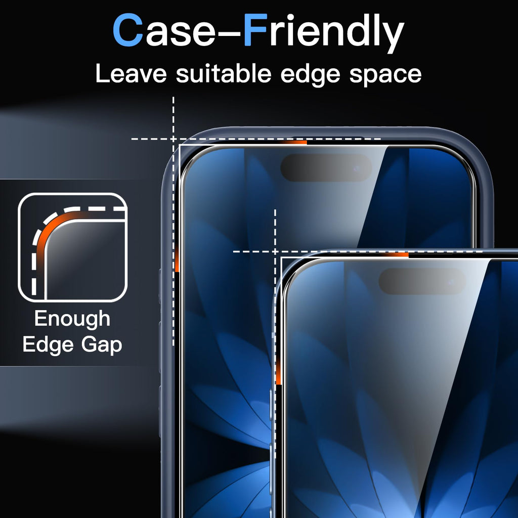 JETech Skärmskydd för iPhone 17 6,3-Tum, Härdat Glasfilm med Enkelt Installation Verktyg, 9H Hårdhet, Skal-Vänligt, 3-Pack