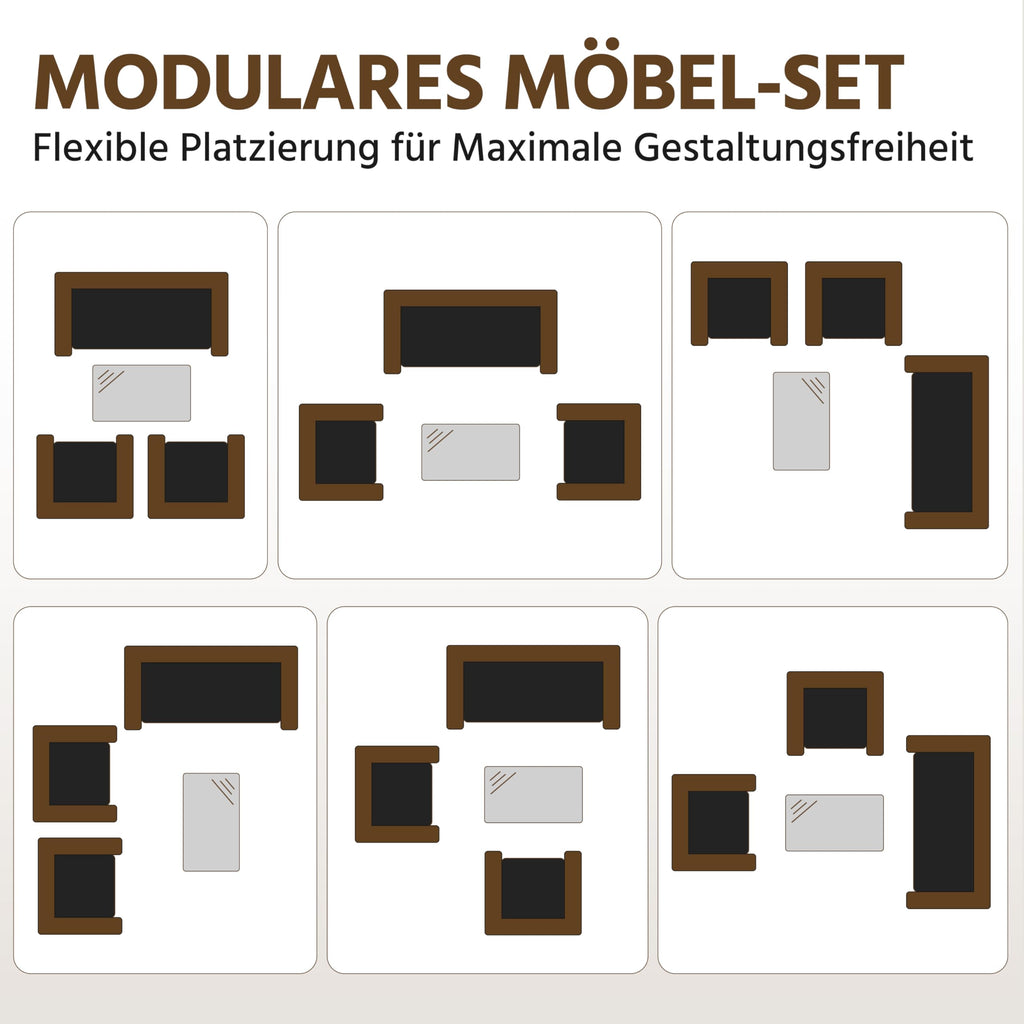 Yaheetech Set med 4 trädgårdsmöbler, balkongmöbler, sats av polyrattan terrassmöbler, utomhus med 2 soffor, 2 stolar, bord och sittdyna för terrass/balkong/trädgård, svart och beige