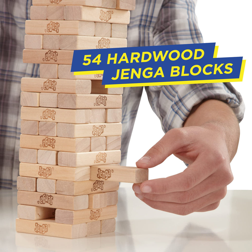 Klassiskt Jenga-spel, staplingsspel med träklossar