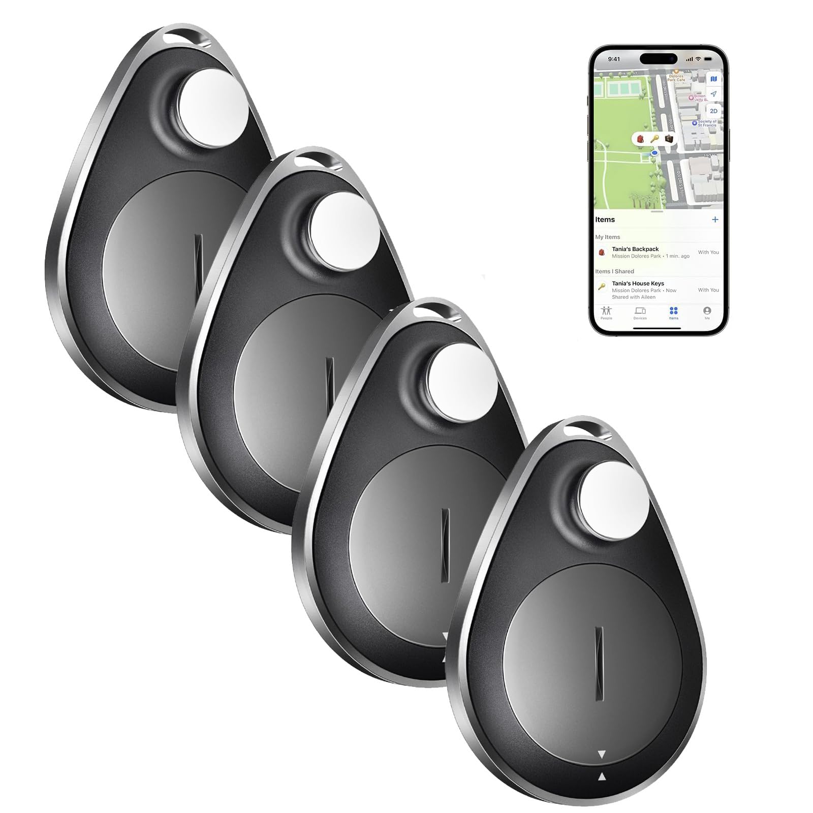 GPS-spårare för barn hundnycklar, dold GPS-spårare med säkerhetsnålar fungerar med Apple Hitta min (endast iOS) IP67 vattentät lämplig för barn, äldre, husdjur, ryggsäck, bagage (4)