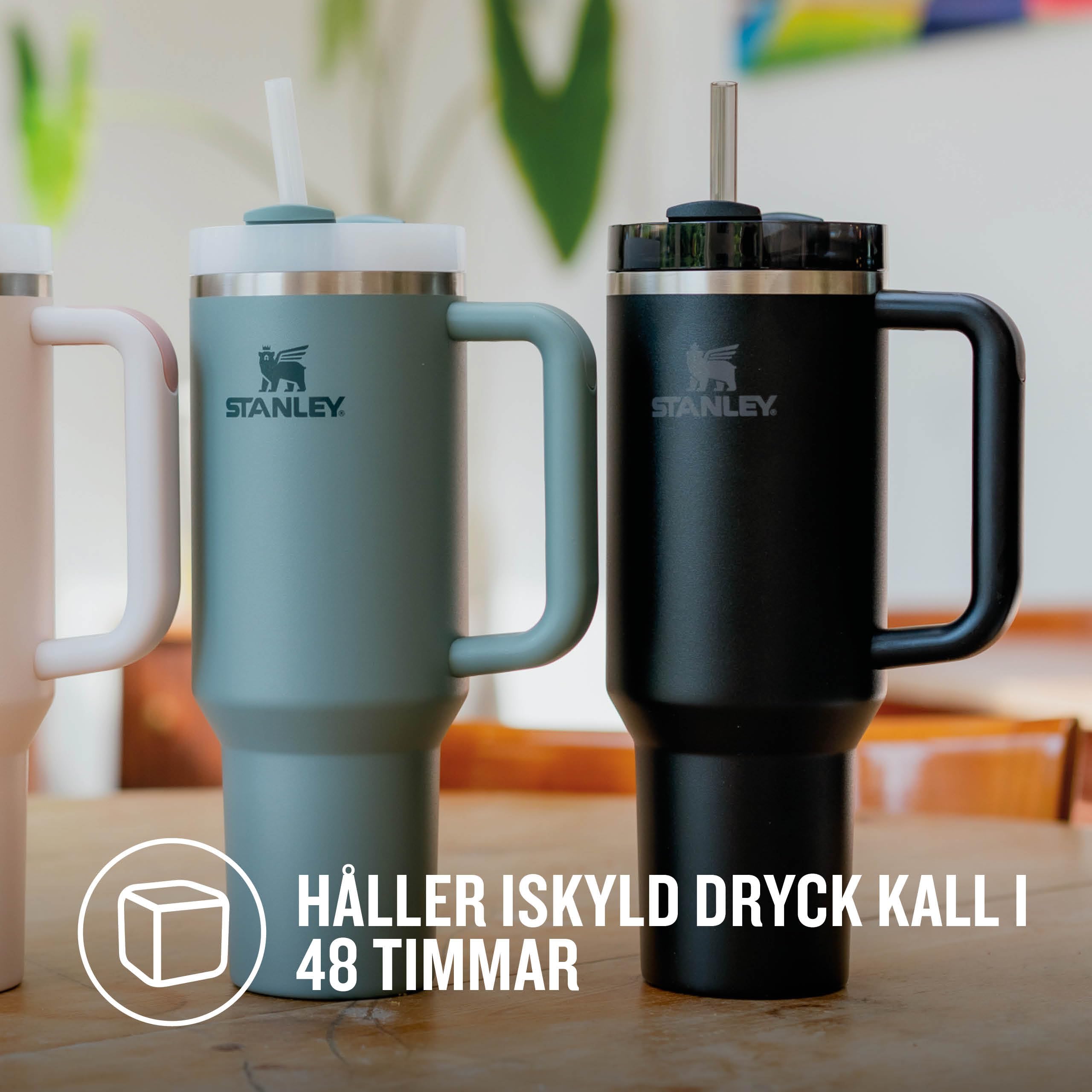 Stanley 1913 Quencher H2.0 Flowstate Tumbler 1.2L - Kallt I 11 Timmar - Iced I 48 Timmar - Kopp Med Halm, Handtag Och Lock - Diskmaskin Säker - Resemugg För Kall Dryck - Black Tonal