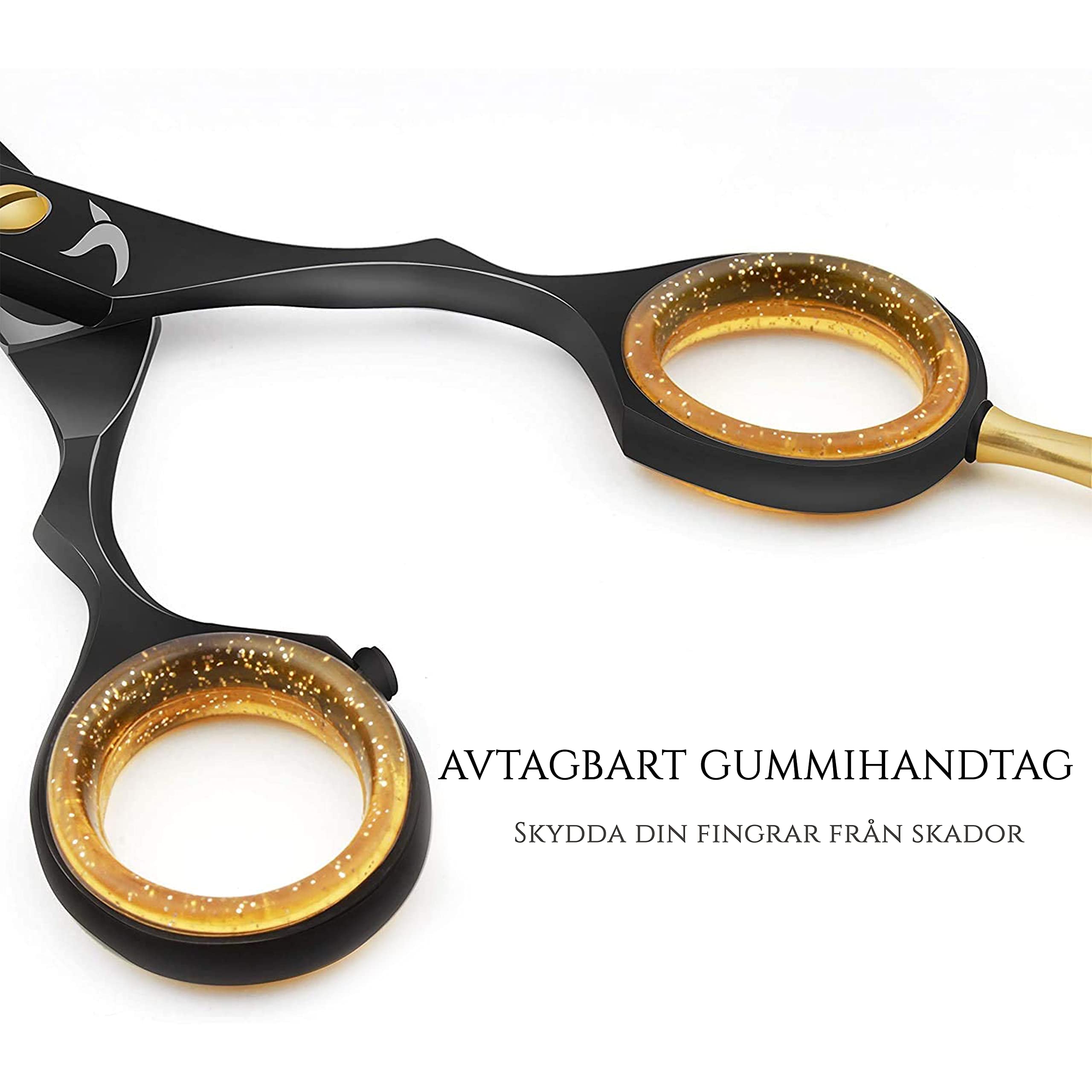 Candure Frisörsaxar - Hårklippning och uttunnande saxset 5,5 tum för frisörsalong och Barns - Rostfritt Stål (Svart, 5.5")