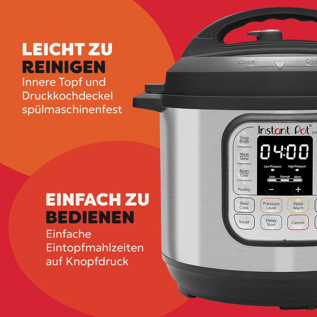 Instant Pot Duo 7 i 1 multifunktionell tryckkokare, riskokare, fritös, yoghurtkokare, ångkokare och värmeplatta - Rostfritt stål - 5,7 L