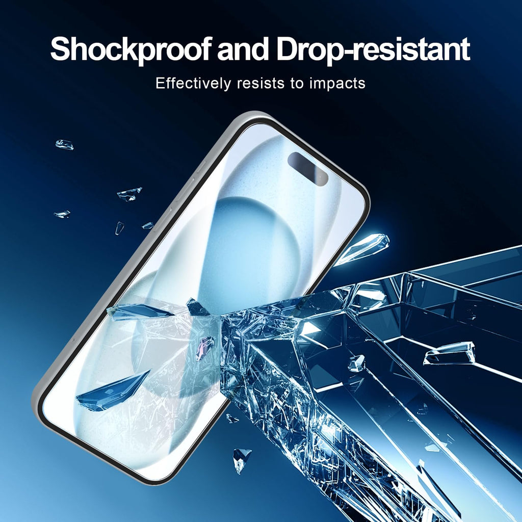 NEW'C 3 Pack, skärmskydd i glas för iPhone 16,15 (6,1 tum), bubbelfri, 9H hårdhet, 0,33 mm ultratransparent, ultrabeständigt härdat glas,Enkel installationsverktyg inkluderat