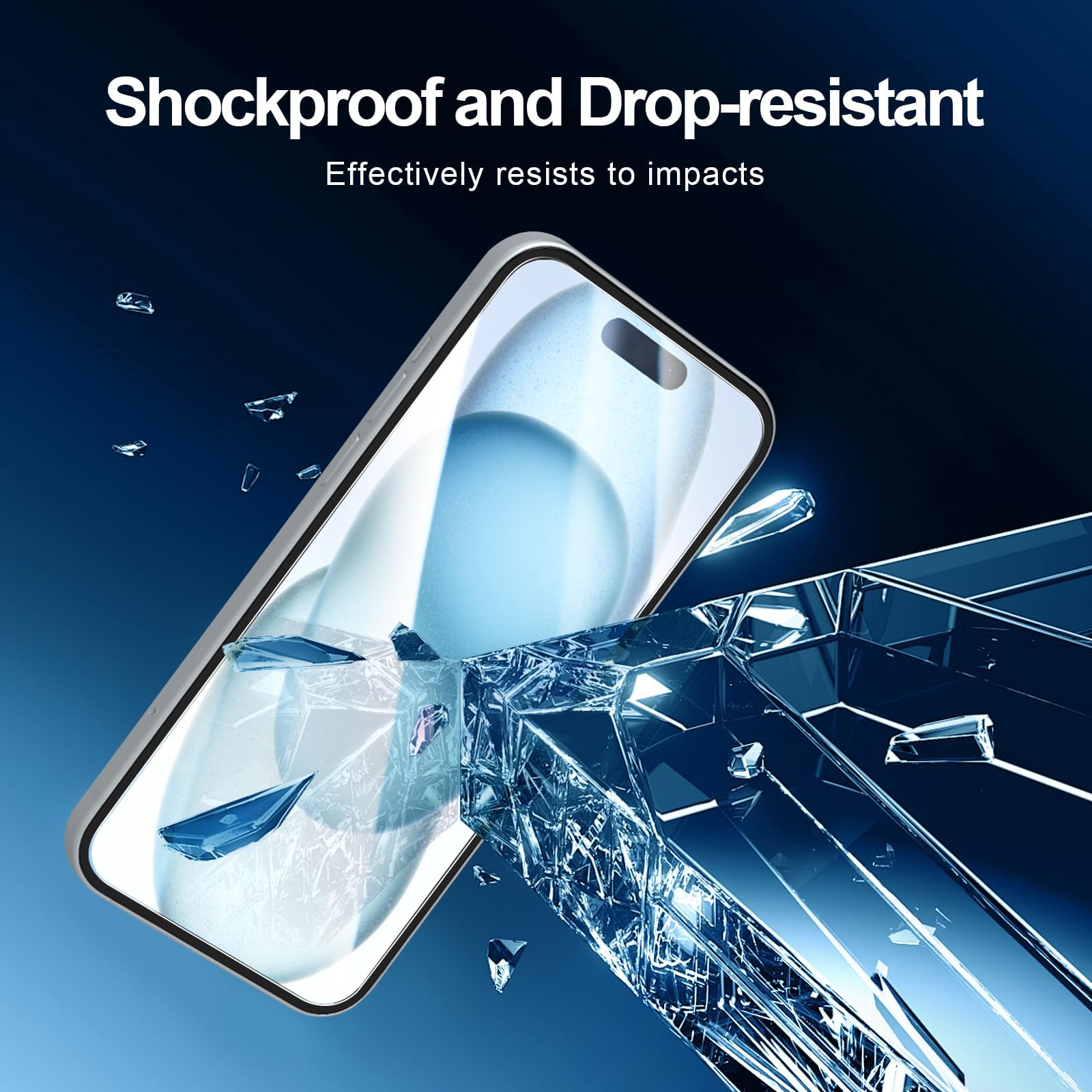 NEW'C 3 Pack, skärmskydd i glas för iPhone 16,15 (6,1 tum), bubbelfri, 9H hårdhet, 0,33 mm ultratransparent, ultrabeständigt härdat glas,Enkel installationsverktyg inkluderat