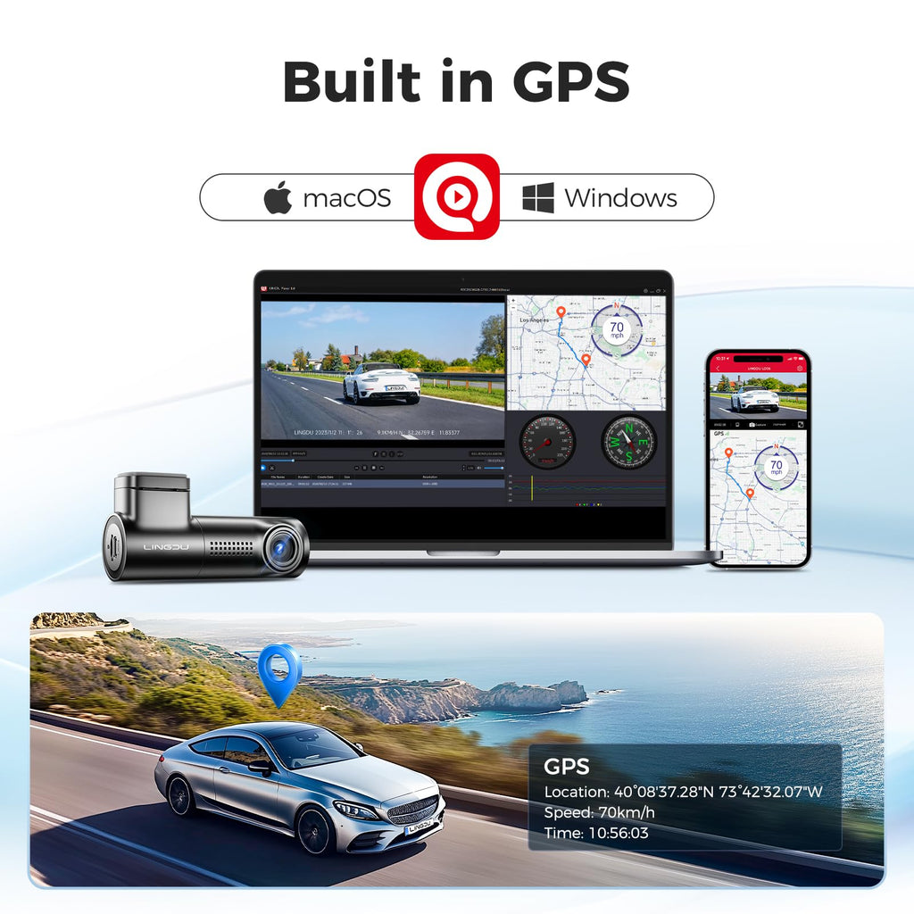 4K Dash Cam Front, Voice Control Car Dashcam, WiFi Dash Camera för bilar, Inbyggd GPS, Bilkamera med WDR Night Vision, 170° vidvinkel, G-Sensor(D500)