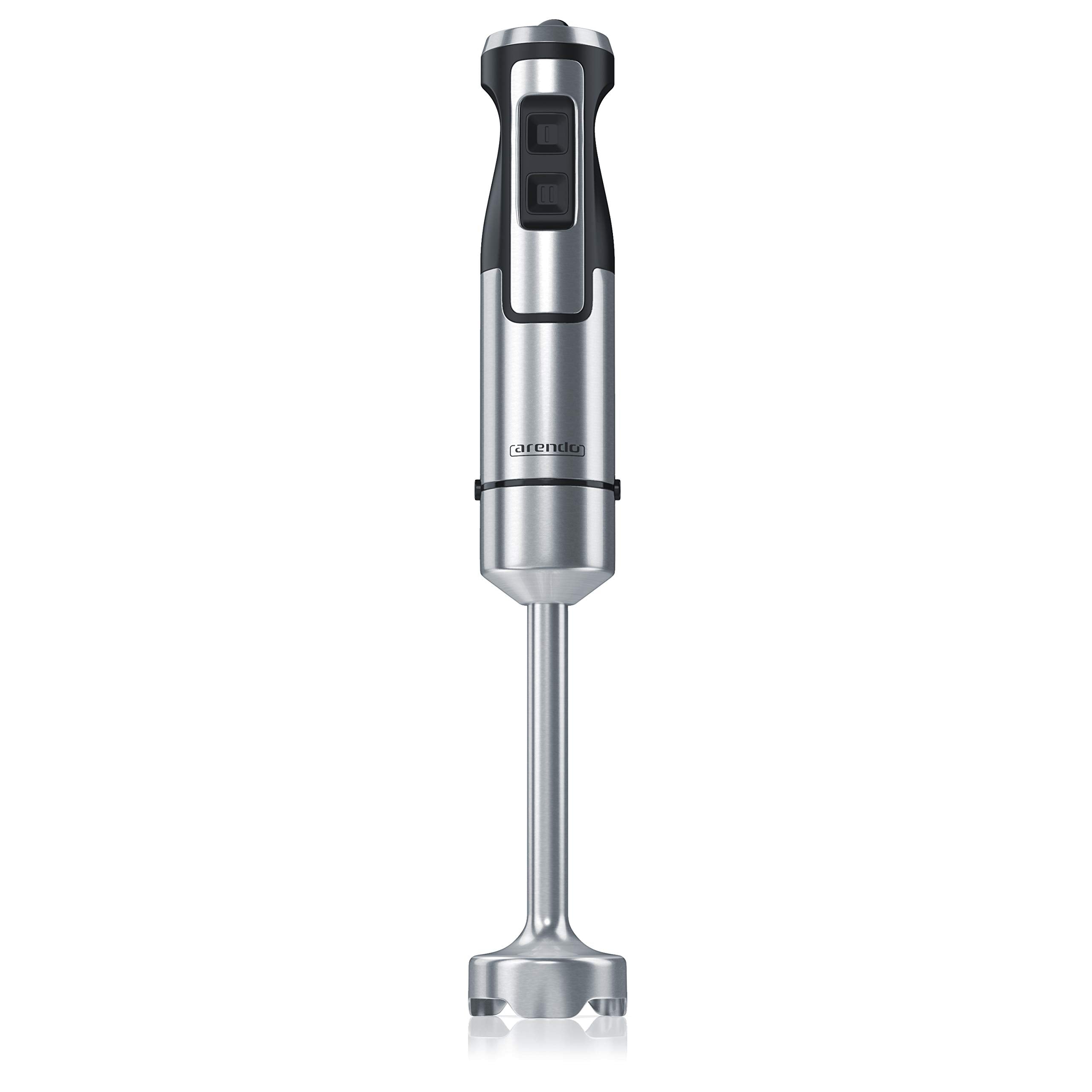 Arendo – stavmixer 1 000 watt rostfritt stål set – fyrbladig kniv – puréstav – steglös hastighetskontroll – turboknapp – avtagbar mixfot