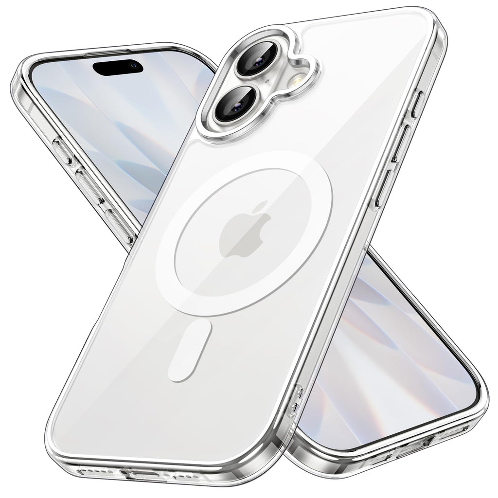 JETech Magnetisk Skal för iPhone 17 6,3-Tum Kompatibel med MagSafe, Stötsäker Telefon Bumper Case, Anti-Skrapa Genomskinlig Baksida (Klar)