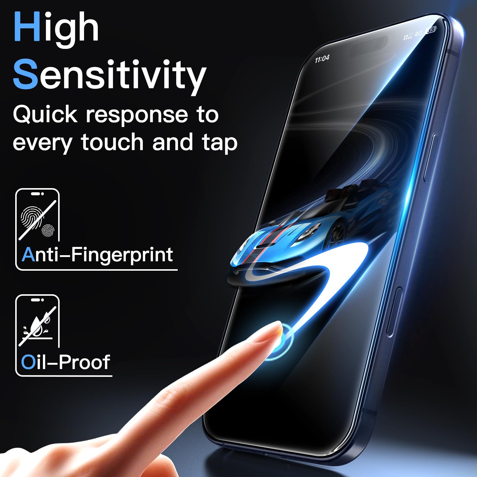 JETech Skärmskydd för iPhone 17 Pro 6,3-Tum, Härdat Glasfilm med Enkelt Installation Verktyg, 9H Hårdhet, Skal-Vänligt, 3-Pack