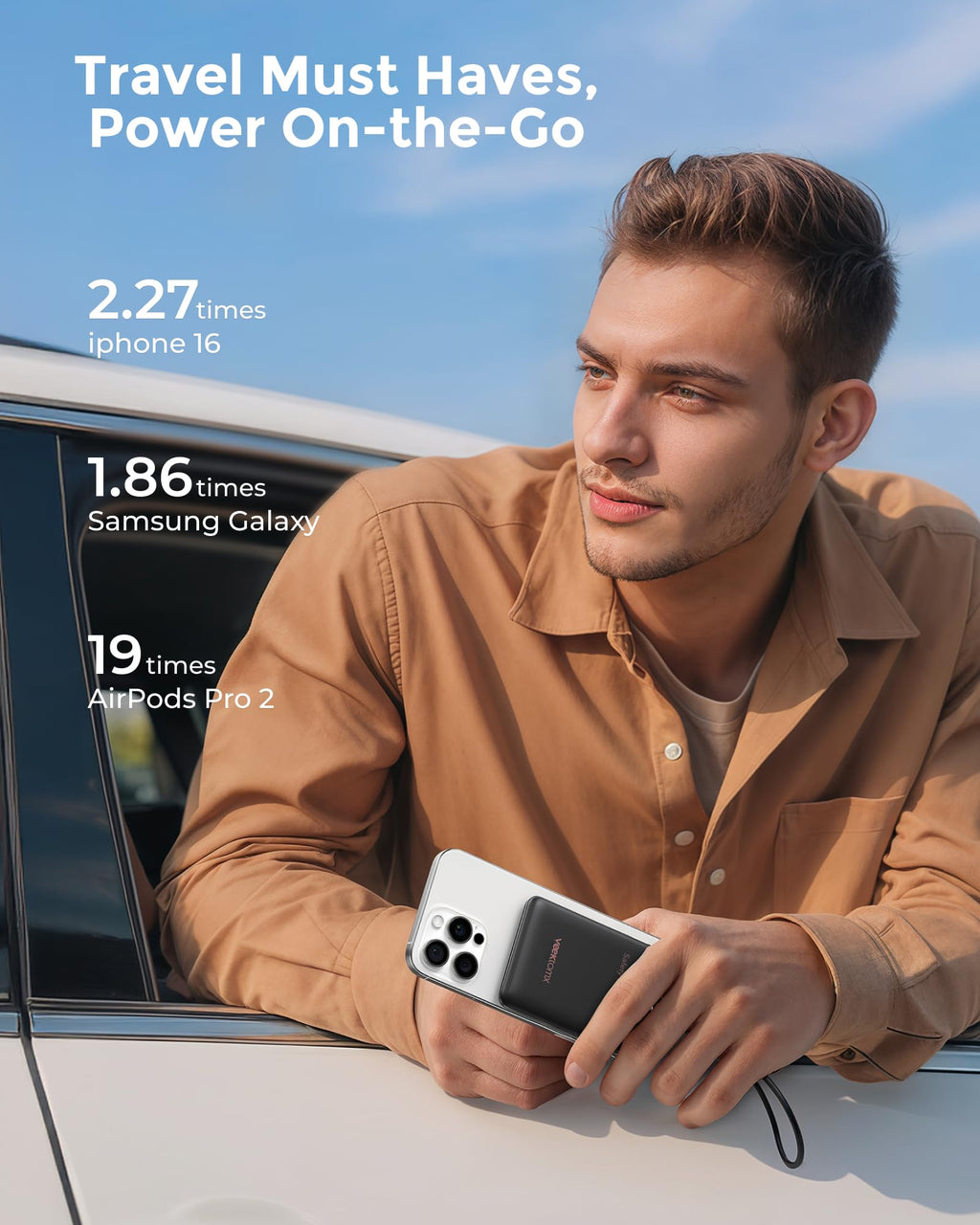 VEEKTOMX Mini Power Bank 10000mAh 22,5W bärbar laddare USB C PD QC 3.0 Snabbladdning Kompakt Externt Batteri med 2 utgångar och LED-display kompatibel iPhone 14 pro/Galaxy S22/Xiaomi/Google/DJI