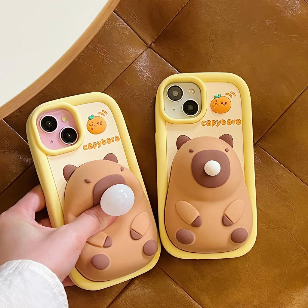Skyddsfodral för iPhone 13, sött 3D-kawaii-mobiltelefonskal med roliga Capybara-bubblor, tecknat fodral med nyckelring, av mjuk silikongel, med fallskydd, för kvinnor och flickor