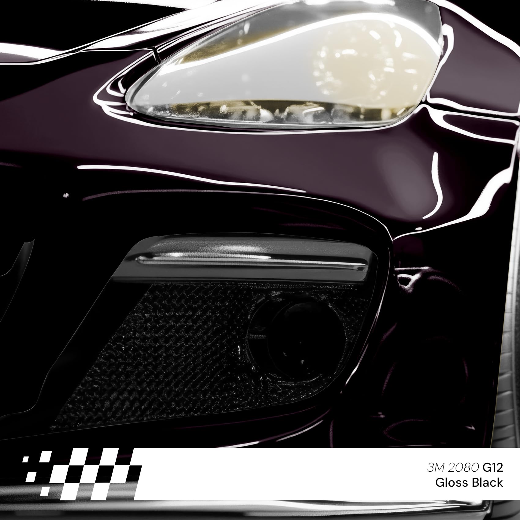 3M 2080 Bilvinylfolie, självhäftande folie för bil, motorcykel och båt, 30 x 152 cm, 3D-lackskyddsfolie med luftkanaler för foliering, blank svart (G12 Gloss Black)