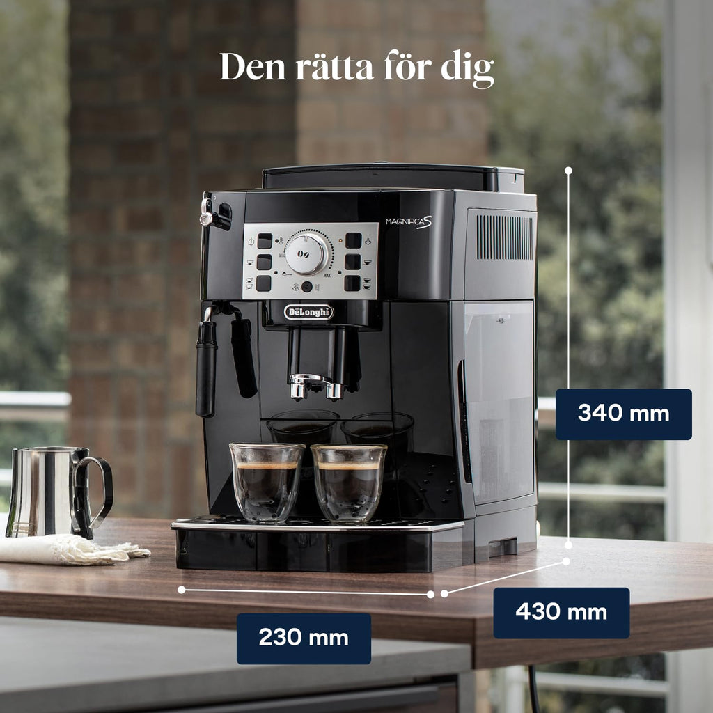 De'Longhi Magnifica S, Automatisk Kaffemaskin från Böna till Kopp, Espresso- och Cappuccinomaskin, ECAM22.110.B, Svart