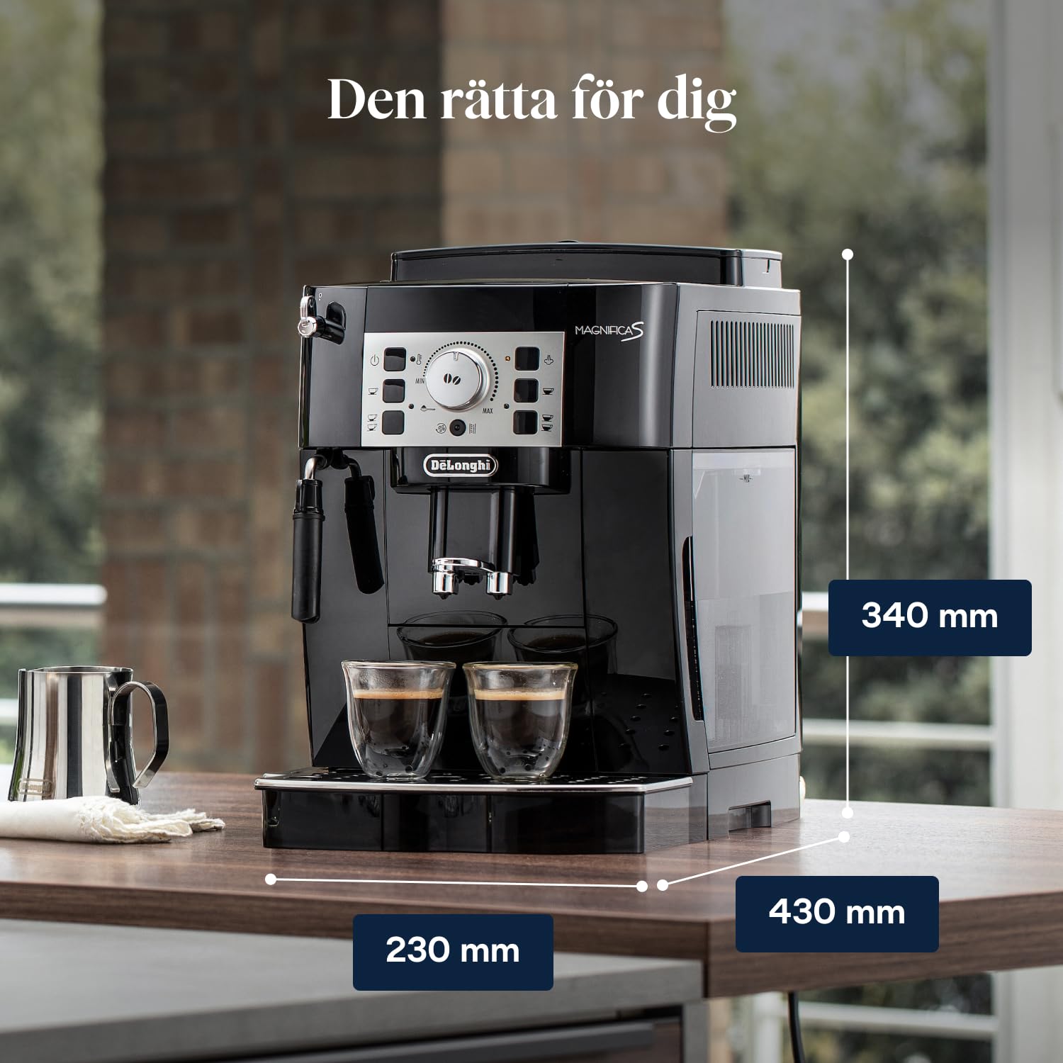 De'Longhi Magnifica S, Automatisk Kaffemaskin från Böna till Kopp, Espresso- och Cappuccinomaskin, ECAM22.110.B, Svart