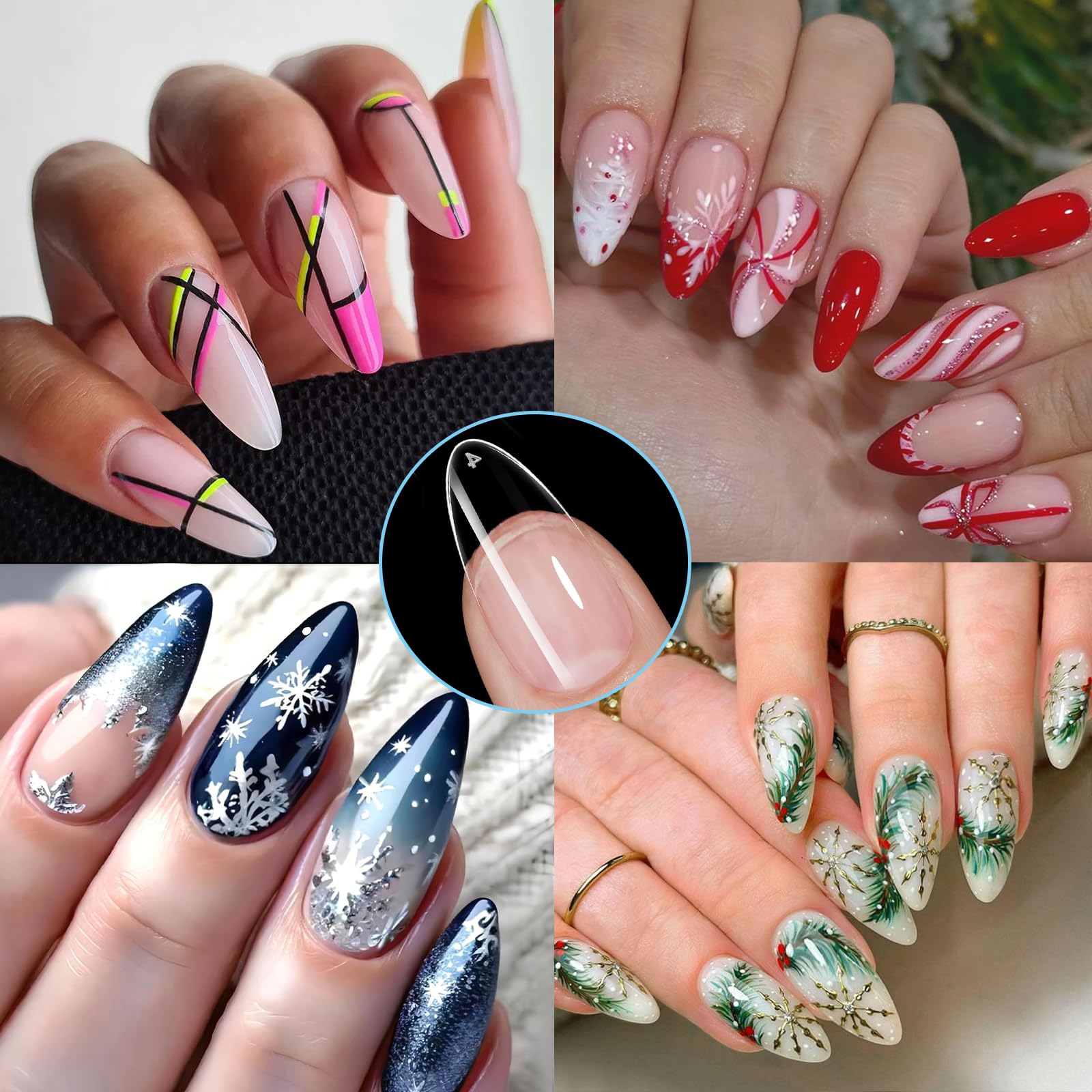 Naglar Tipar, 600st Nails Tips Medium Almond 12 Storlekar Tydliga, Tippar för Naglar, Nybörjare Och Nagelkonstsalonger, Nagelförlängningar, Heltäckande Spikspetsar, Medium Mandel