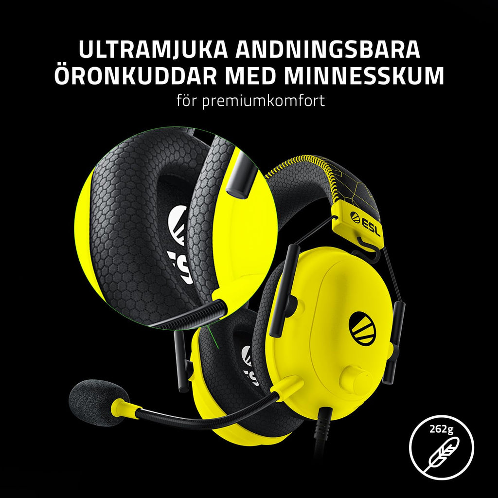 Razer Blackshark V2 - Premium e-sportheadset med USB-ljudkort (TriForce 50 mm drivrutin, HyperClear Cardiod-mikrofon, avancerad passiv brusreducering, THX Spatial Audio) ESL