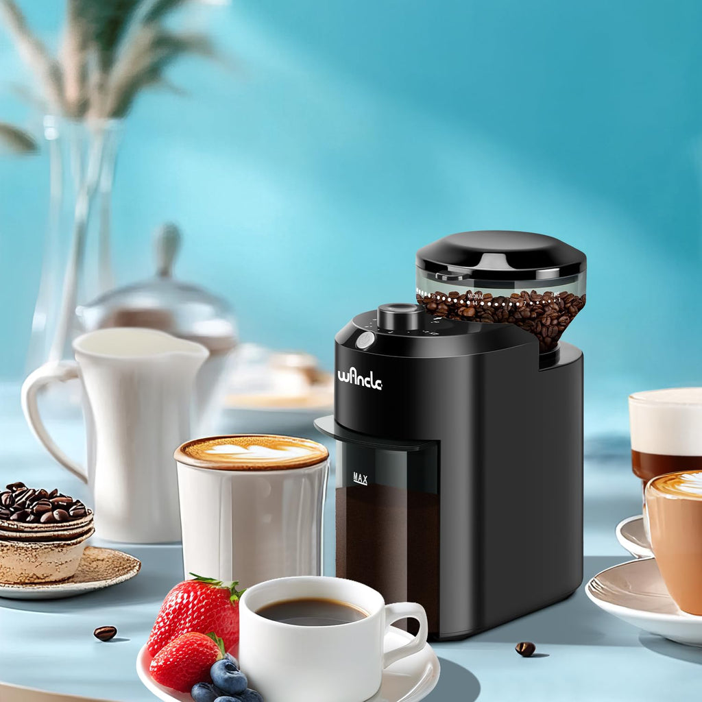 Kaffekvarn, elektrisk kaffekvarn, justerbar kaffekvarn för kaffebönor, med 28 exakta malningsinställningar för 12 koppar