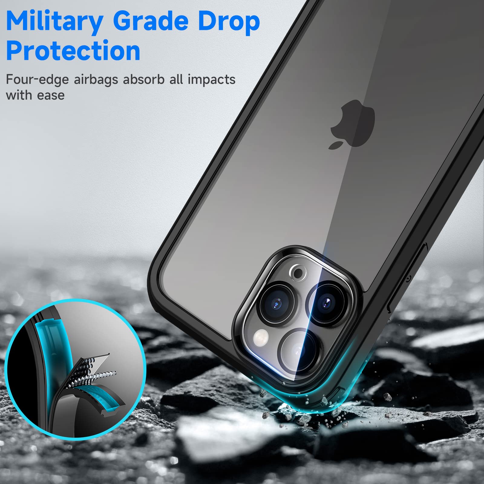 seacosmo för iPhone 11 Pro Mobilskal, [9H HD] Integrerat Skärmglas och Linsskydd, 360 Grader Stöttåligt Fodral, Stötdämpande Skal för iPhone 11 Pro, Svart