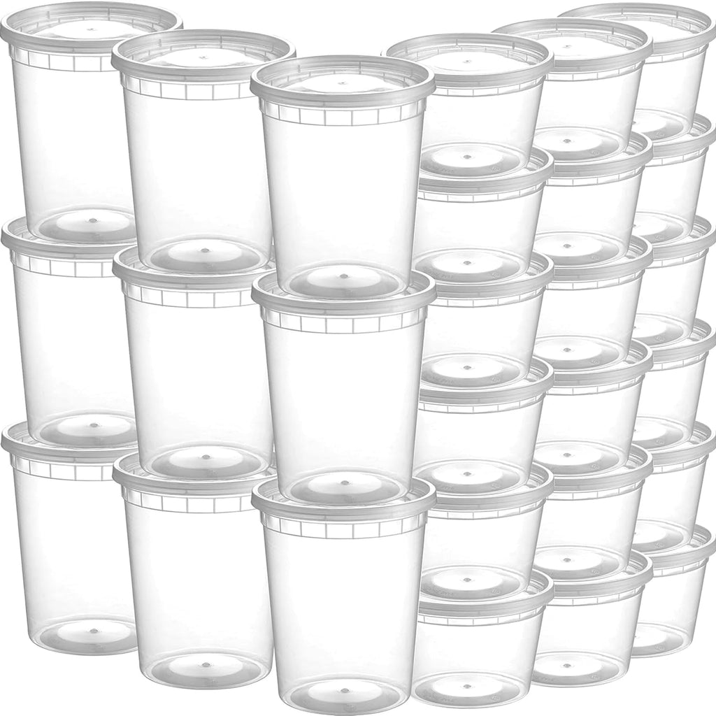 JoyServe Deli matförvaringsbehållare med lock – 48 set (24x946 ml & 24x473 ml), lufttäta BPA-fria plastbehållare för takeaway, diskmaskins- och mikrovågsugnsäkra
