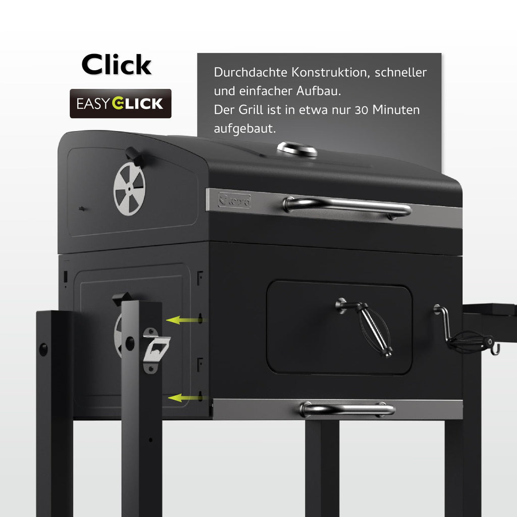 Tepro Toronto Click Charcoal BBQ Antracit/Rostfritt stål