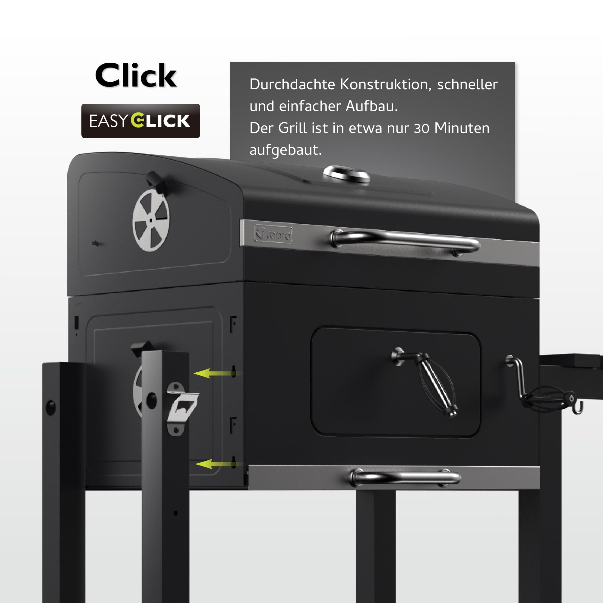 Tepro Toronto Click Charcoal BBQ Antracit/Rostfritt stål