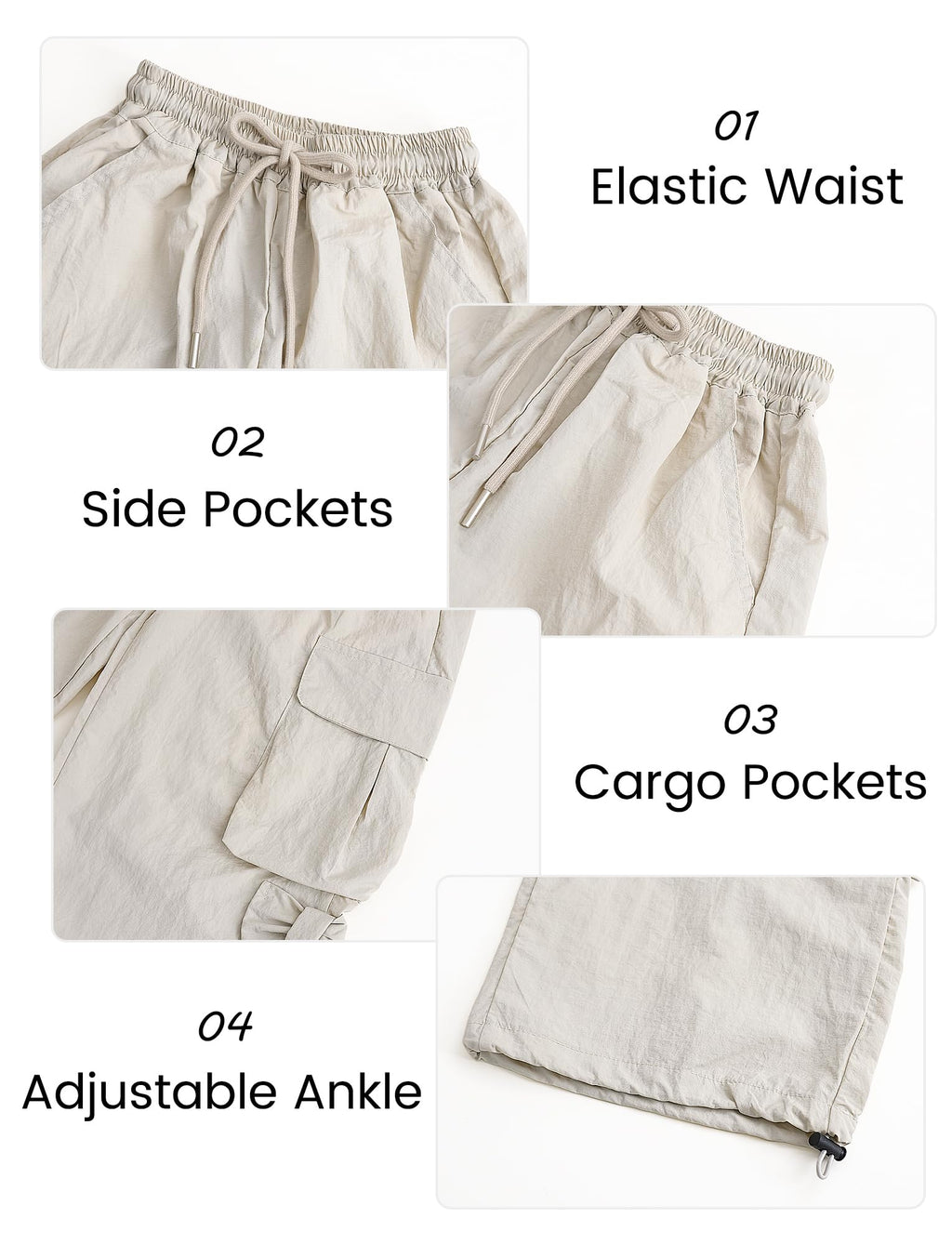 SEAUR Cargo byxor flickor fritidsbyxor säckig hiphop-byxor med elastiskt midjeband rosett lätta tunna sommarbyxor 4 fickor fritid streetwear barn 5–14 år