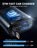 Lamicall Infällbar billaddaradapter – 【Ultrakompakt】50 W cigarettändare USB-laddare, 3-i-1 biltelefonladdning med infällbar kabel, Trip Essentials 12 V USB C-uttag för phone, Android, Galaxy