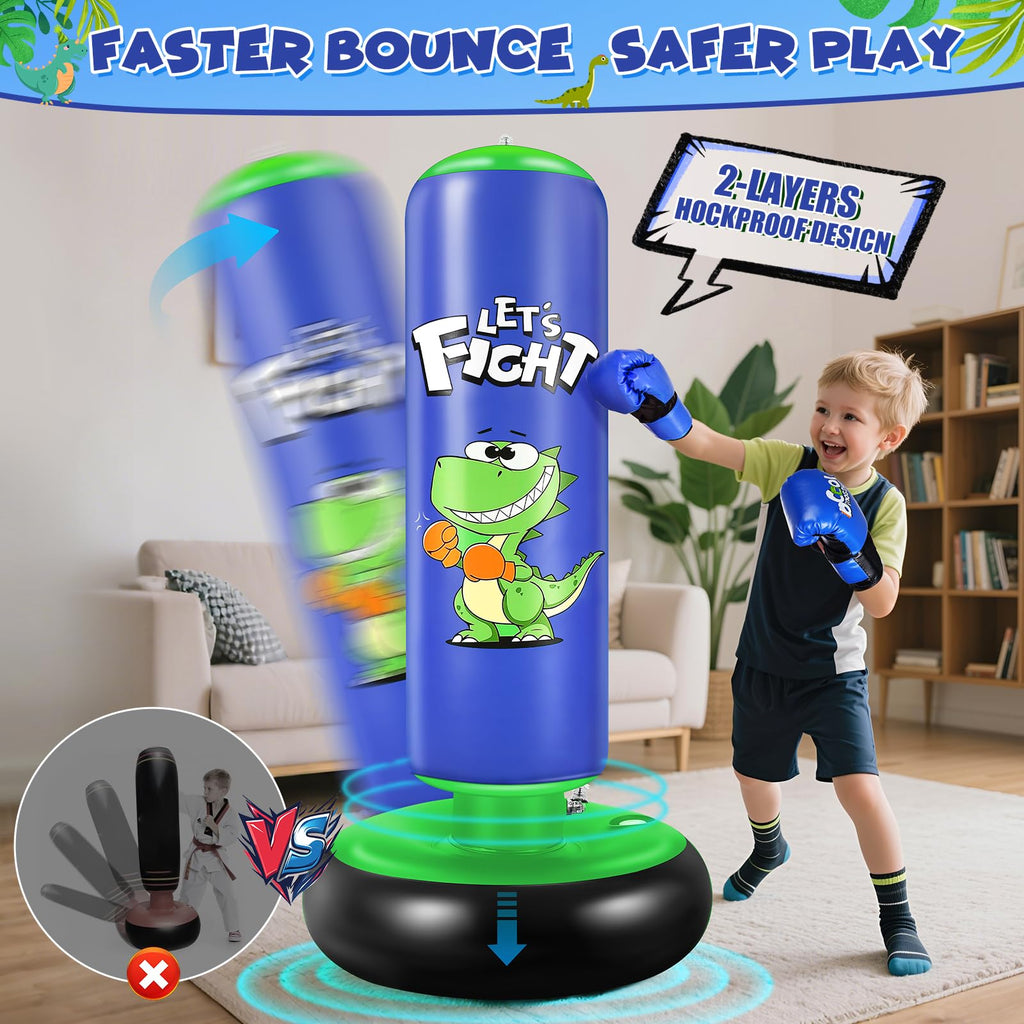 Boxningsväska för barn, uppblåsbar boxningssäck för barn, 120 cm - perfekt för karate, taekwondo, perfekt present till pojkar och flickor från 3 till 8 år